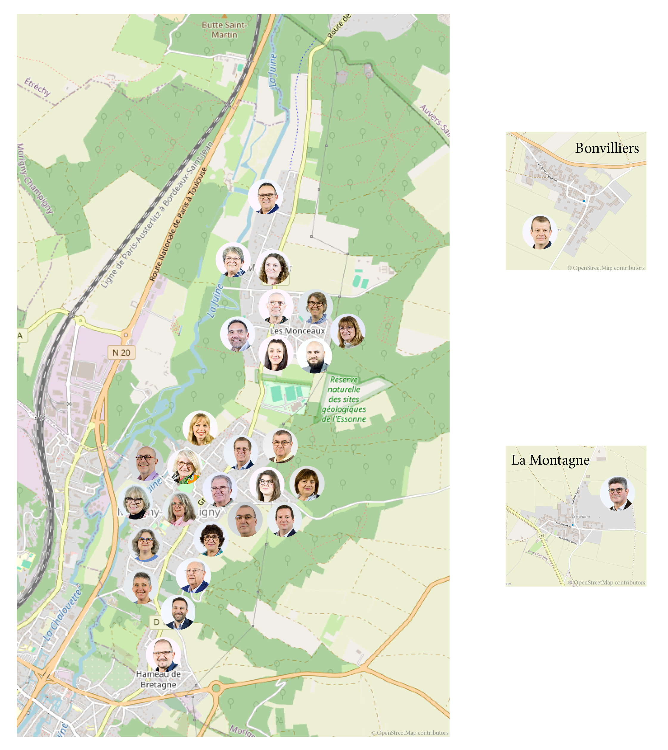 Carte de présence de l’équipe sur Morigny-Champigny