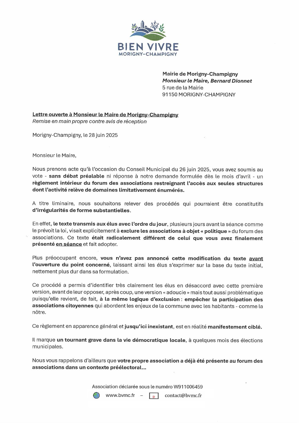 Miniature de la lettre ouverte